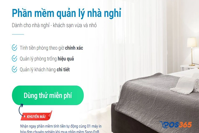 Phần mềm tính tiền nhà nghĩ, quản lý Sapo