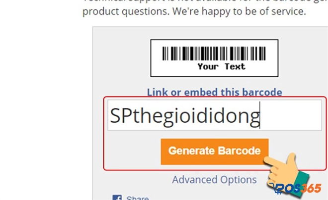 Bước 1: Tại phần “Link or embed this barcode” hãy nhập thông tin mã vạch.