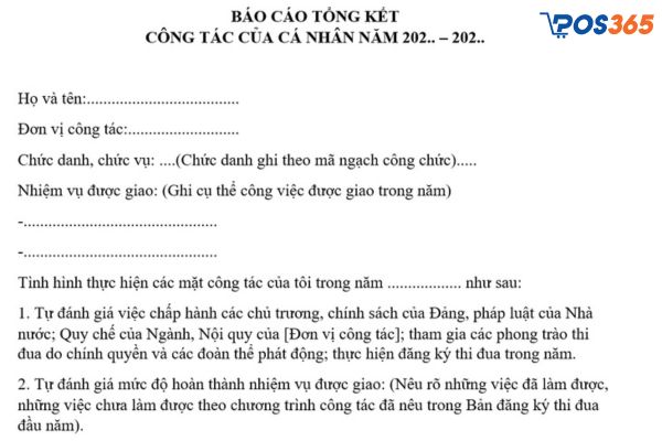 Báo cáo tổng kết cuối năm dành cho cá nhân