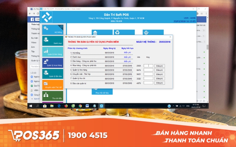 Phần mềm quản lý quán nhậu miễn phí Dantrisoft