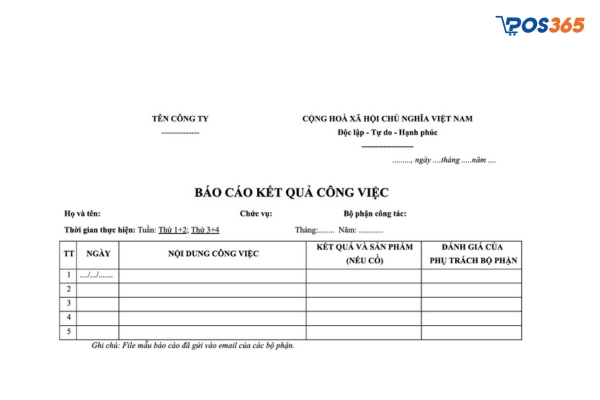 Mẫu báo cáo công việc bằng word